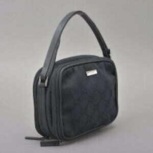 Gucci pouch vanity shoulder bk Maa black handbag bag makeup canvas GG leather